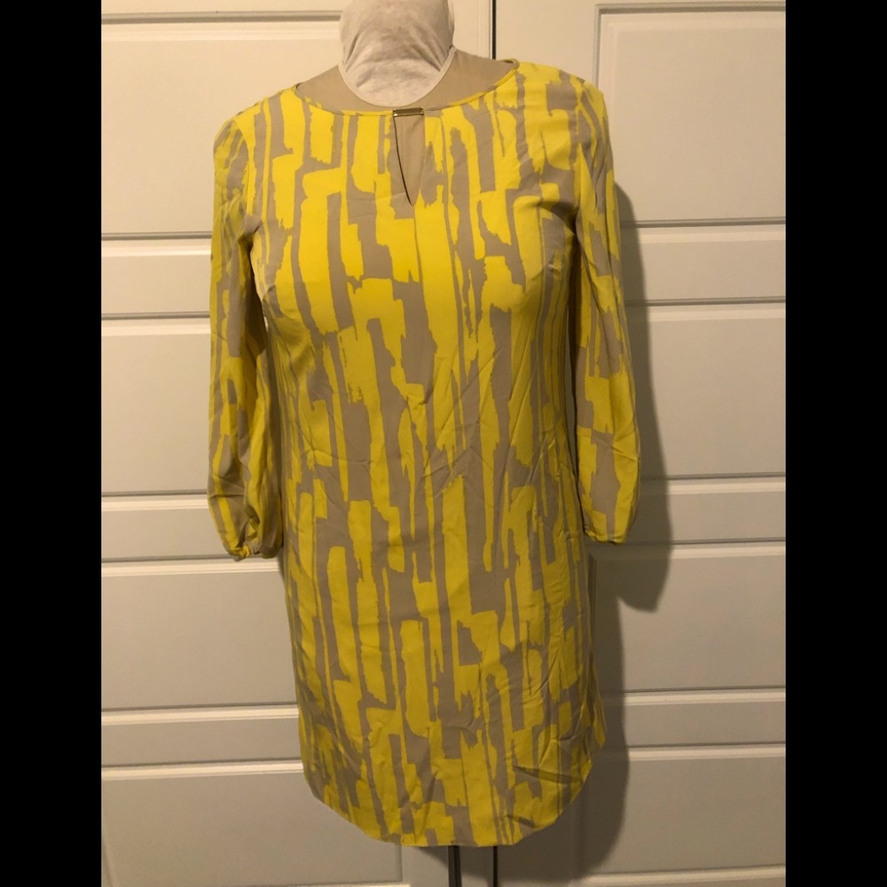 Tahari Yellow and Tan Dress size 6